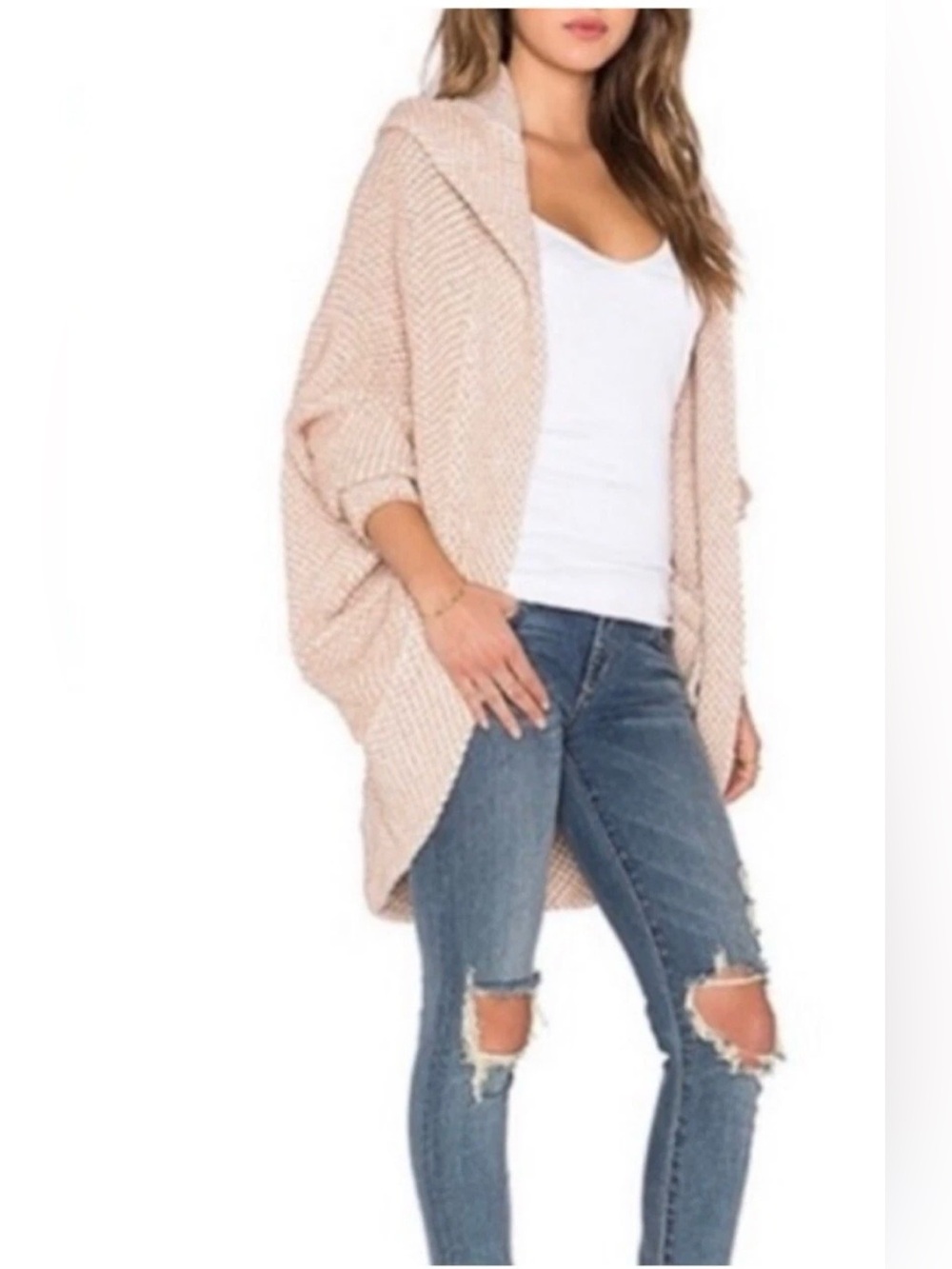 Free People Coco Cocoon Cardigan Size XS Wool Blend Chunky Oversize Hooded Boho